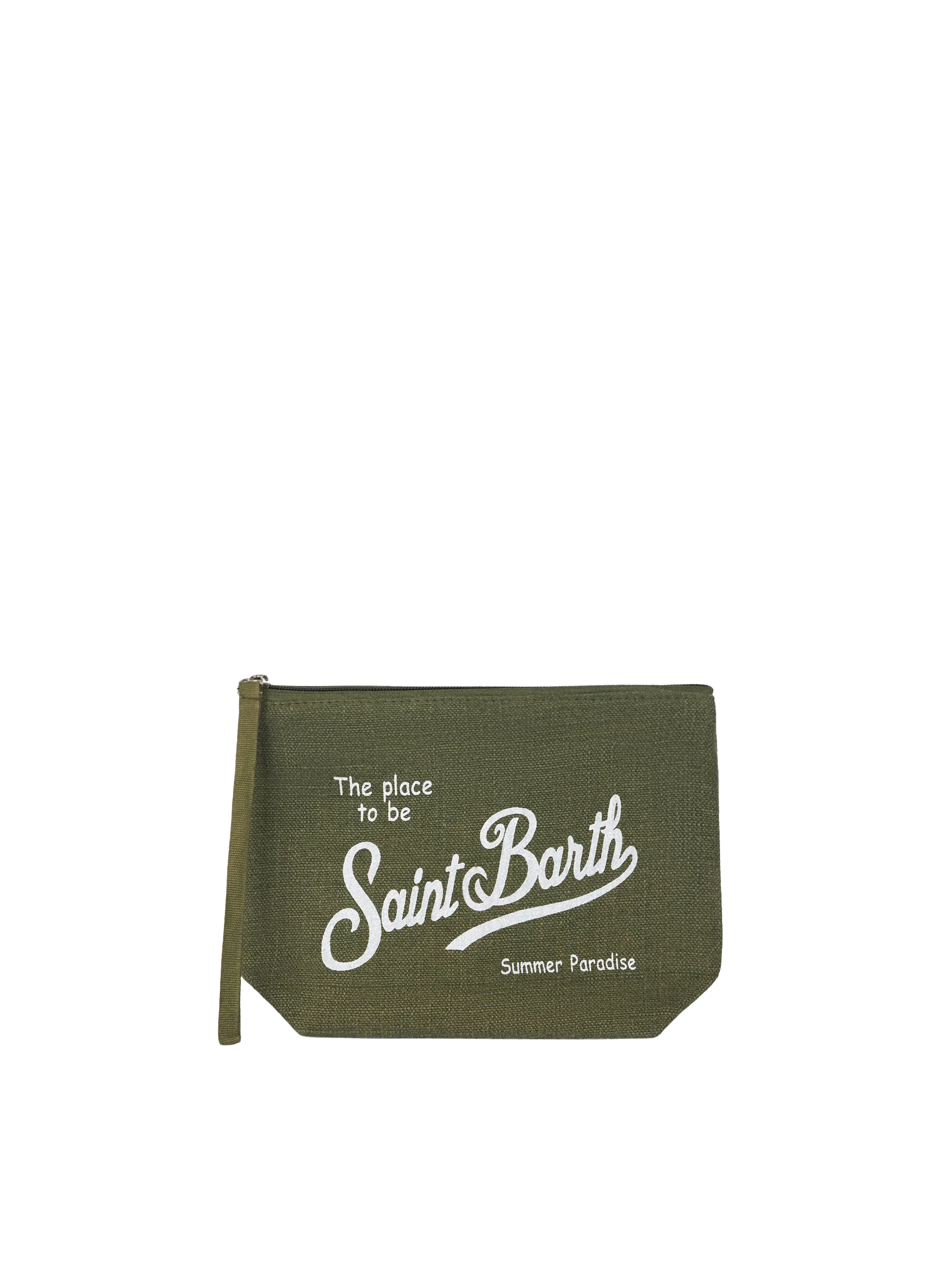 Aline military green linen pochette