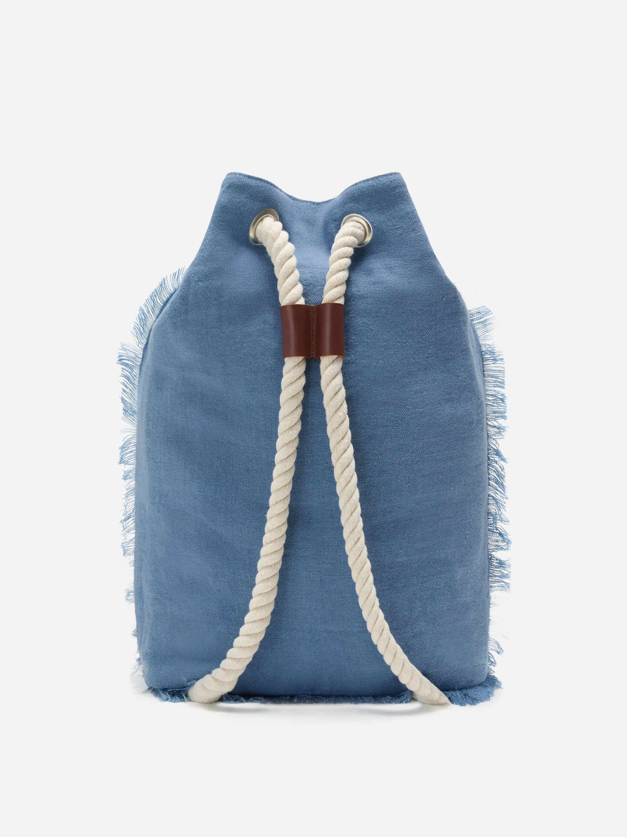 Boat blue linen backpack with printed logo - Image 4