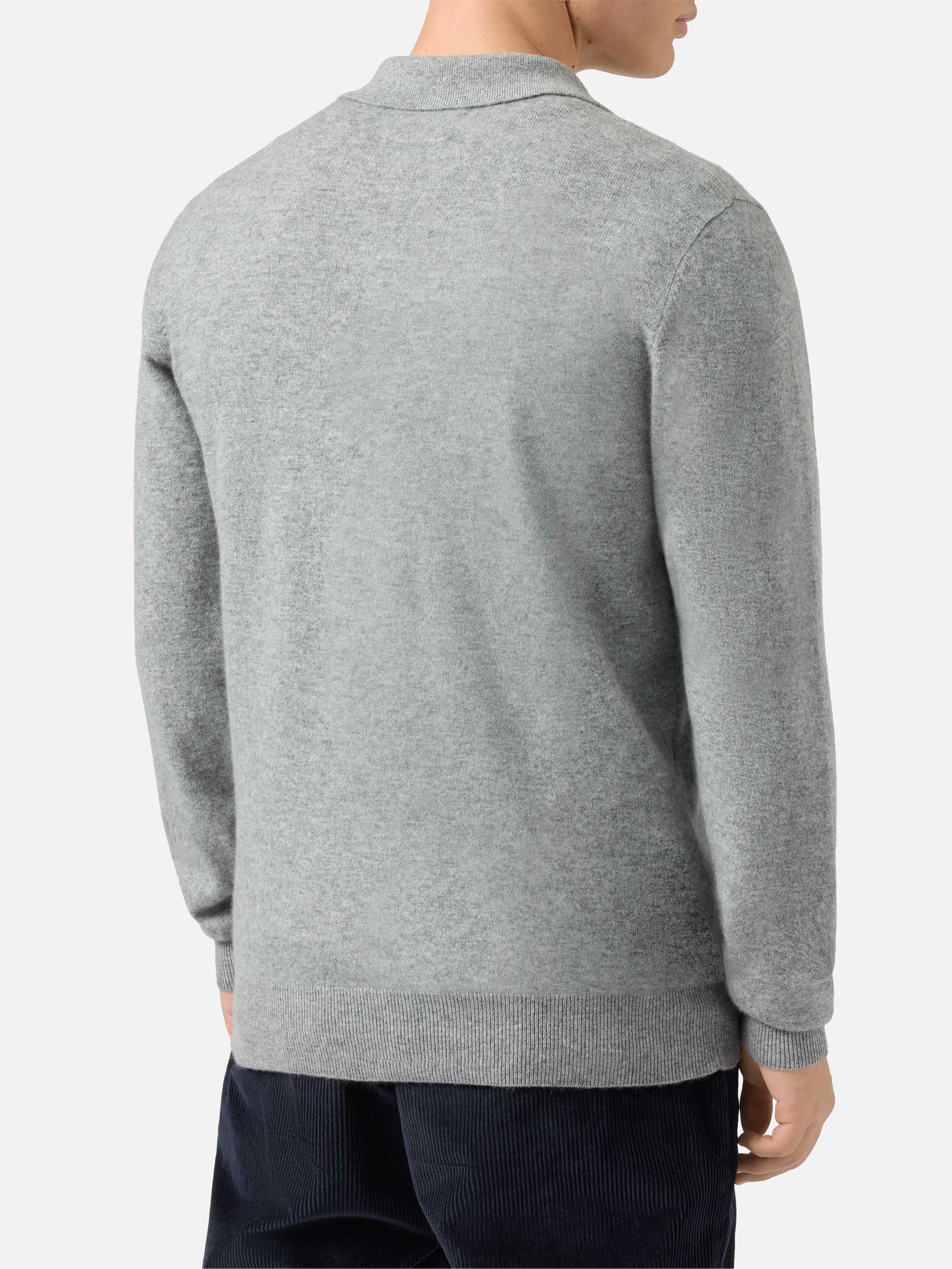 Covent cashmere knit polo in melange grey - Image 3