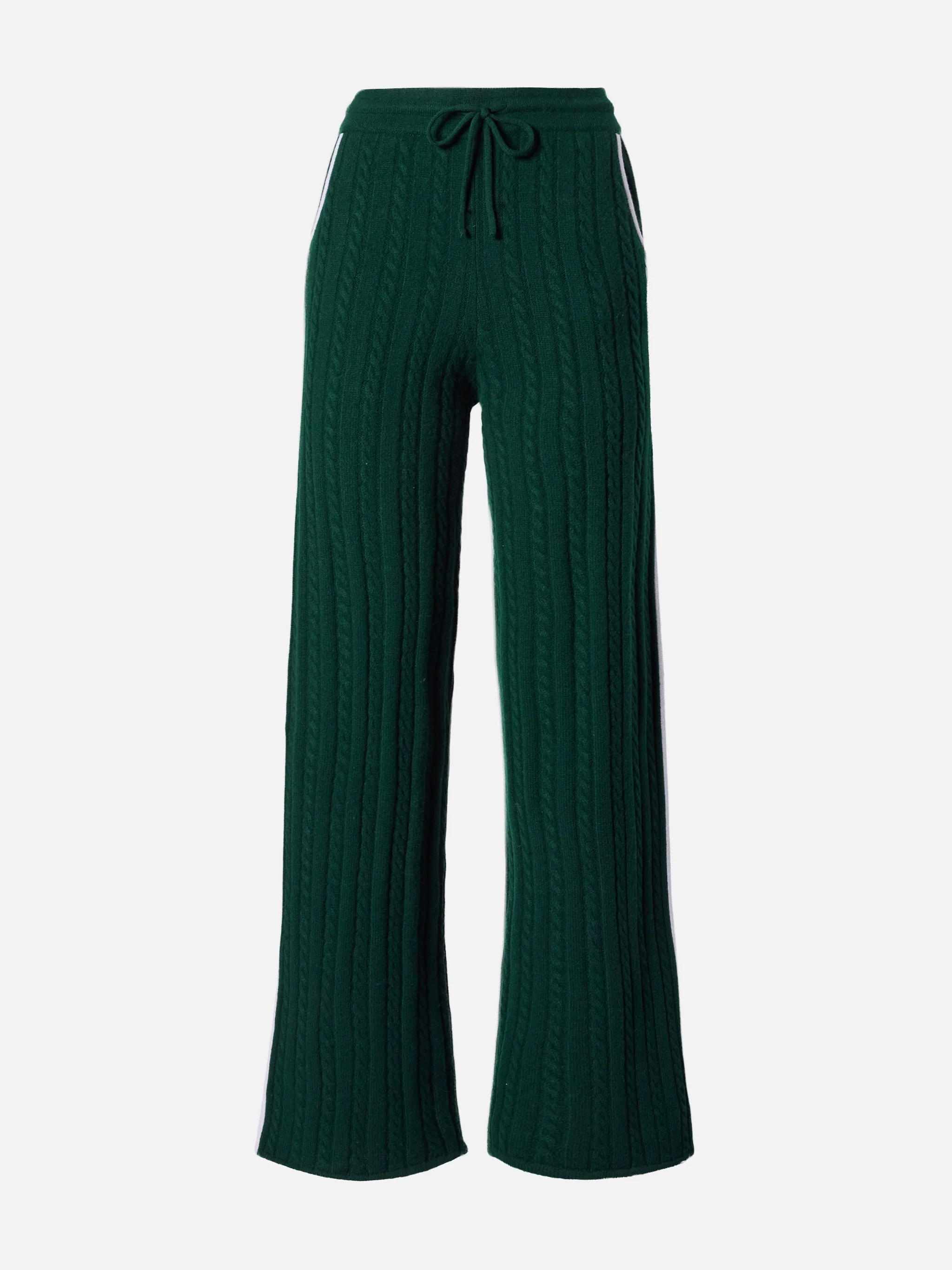 Dinard cable-knit trousers in British green wool with St. Barth embroidery - Image 5