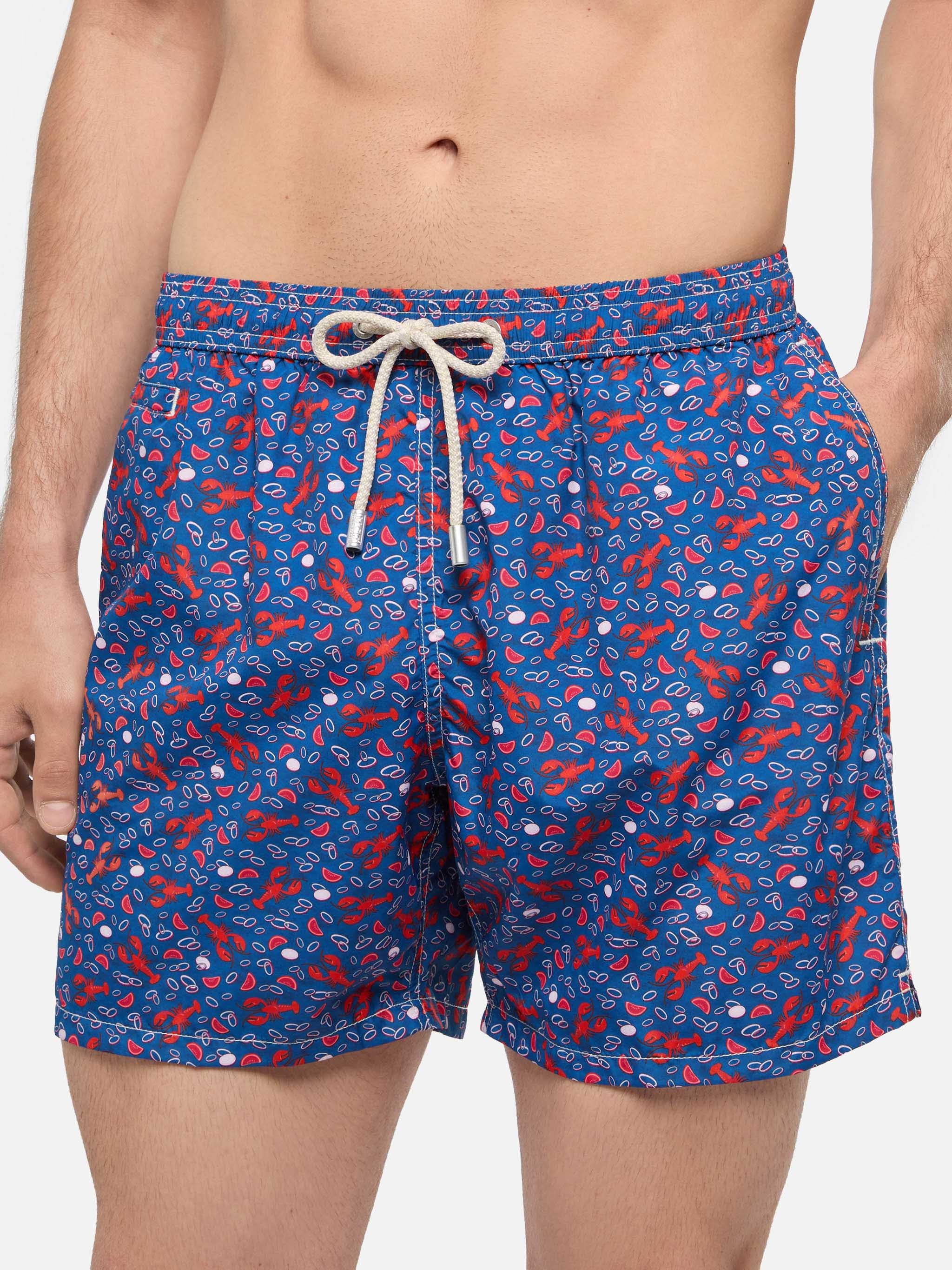 Lightweight fabric swim shorts Lighting with lobster print - Image 4