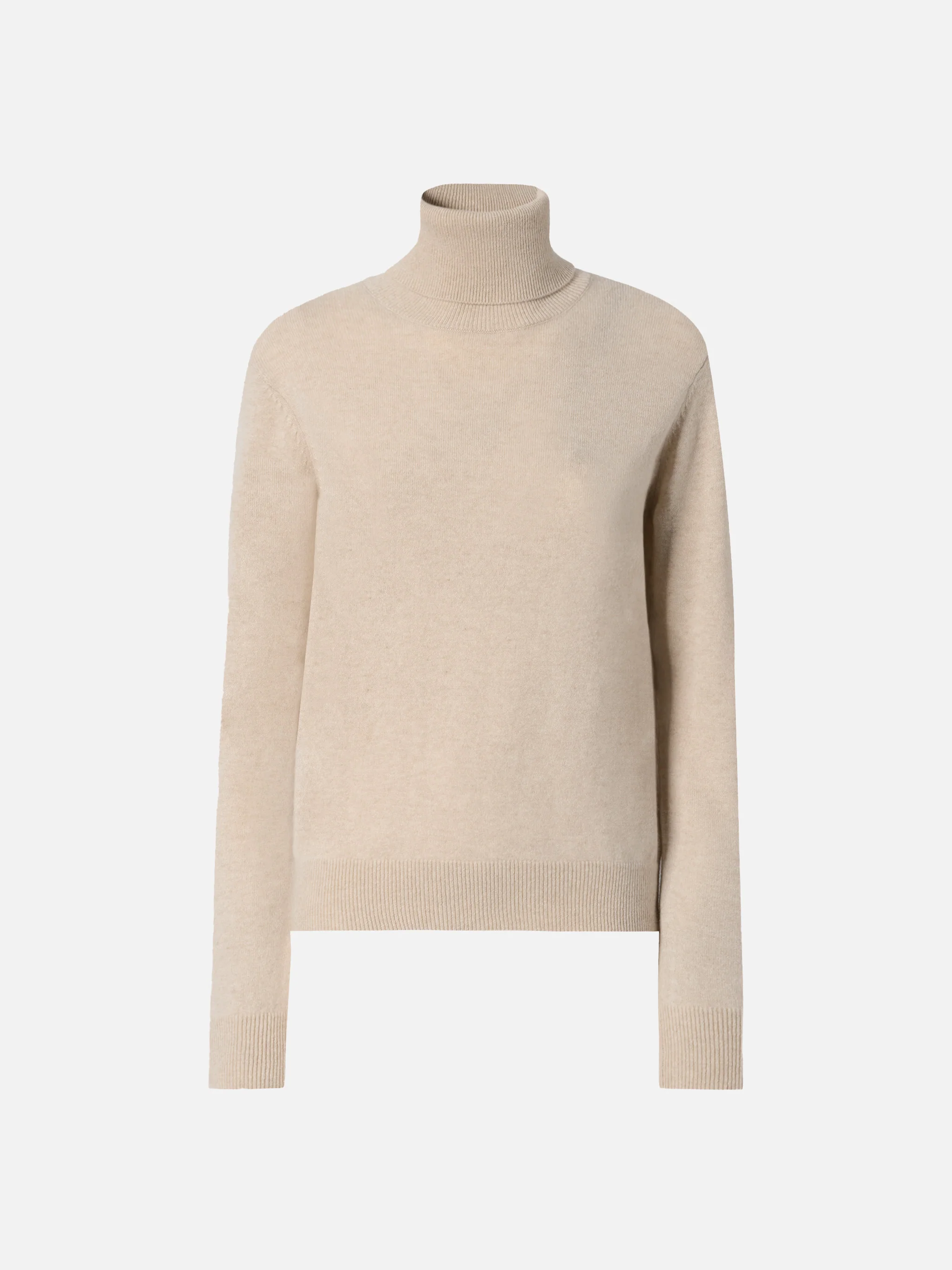 Moody turtleneck sweater in cashmere in beige melange with St. Barth embroidery - Image 5