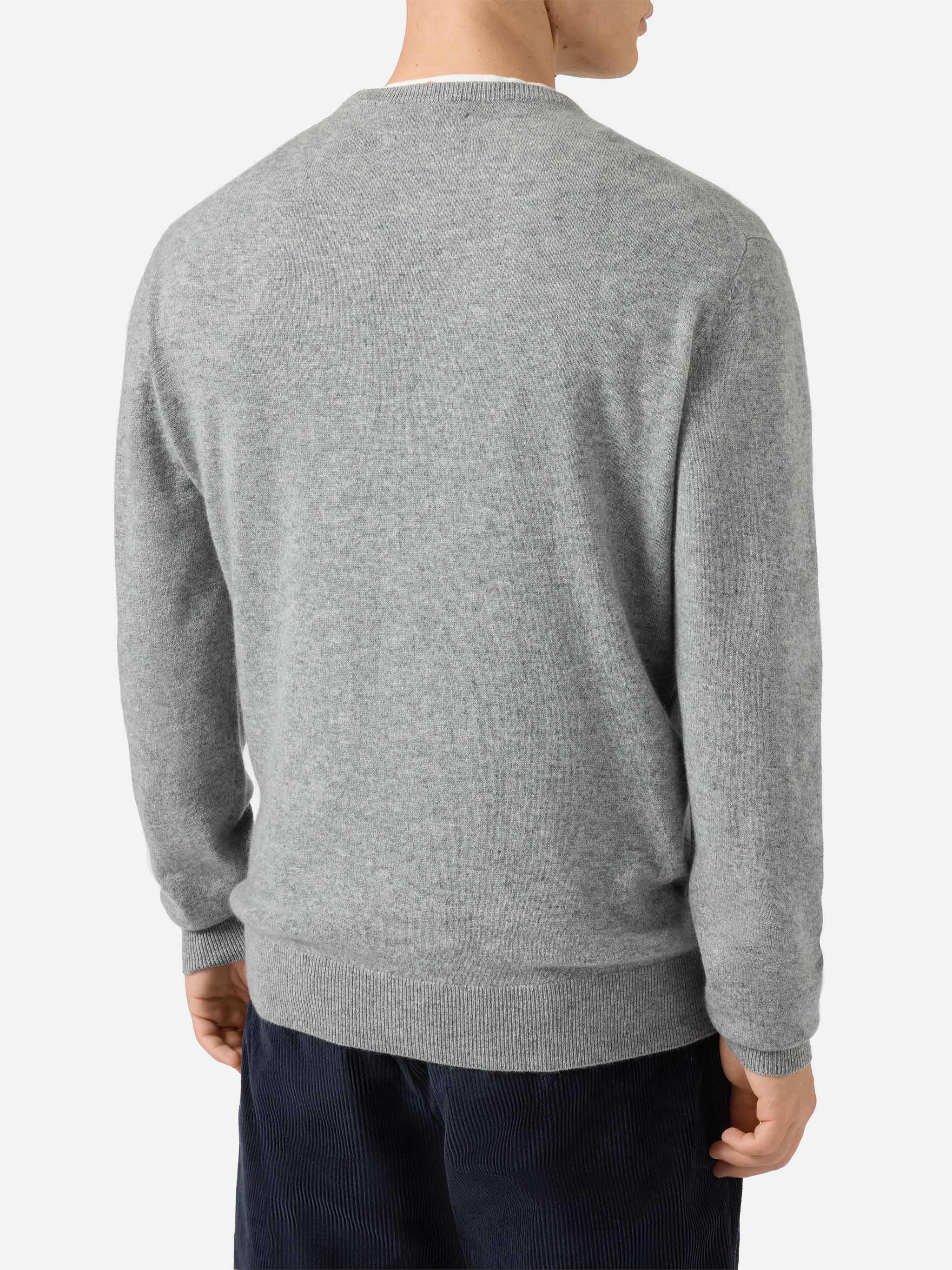 Regent crewneck sweater in 100% melange grey CASHMERE - Image 3