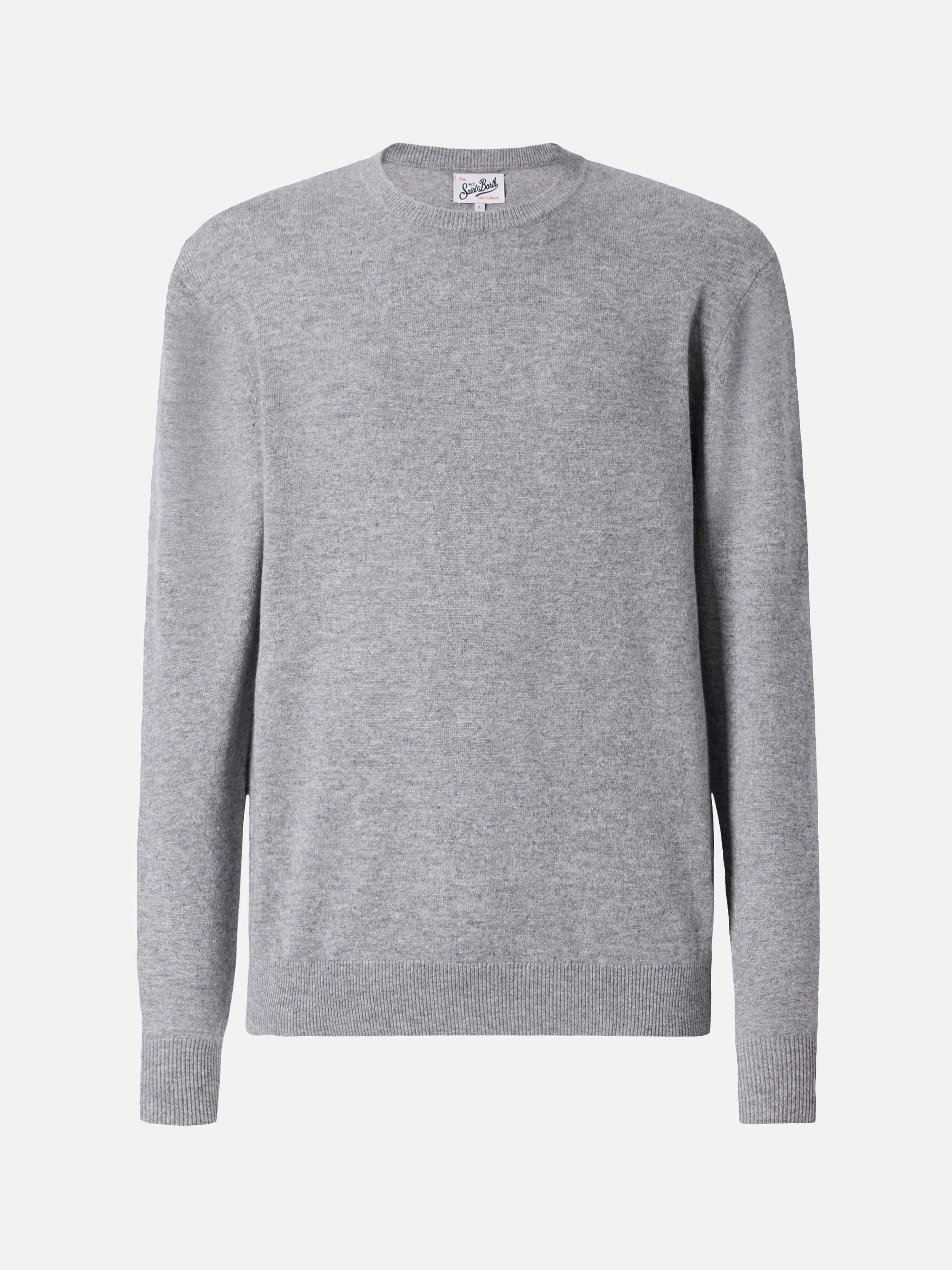 Regent crewneck sweater in 100% melange grey CASHMERE - Image 6